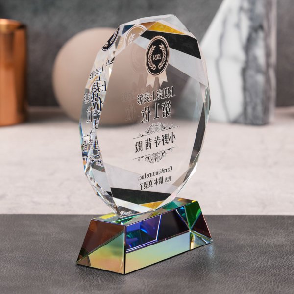 画像8: クリスタルトロフィー　盾タイプ　DP-9　(レインボー加工入)　/　【サンドブラスト彫刻】 または 【UV印刷】 (8)