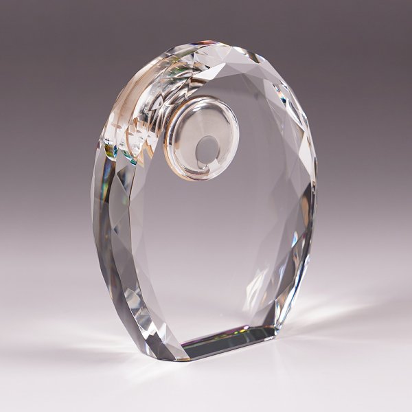 画像7: 時計付　クリスタル製　メモリアルオブジェ　DT-11/レインボー加工・ダイヤカット/【2Dレーザー彫刻】 (7)