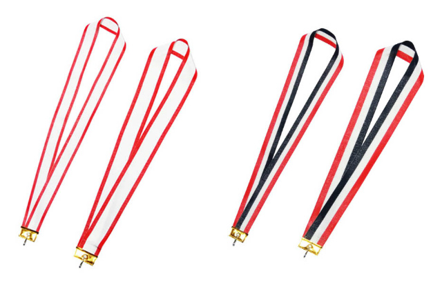 表彰メダル用 首かけりぼん（単品） カラー：三色と紅白 各幅の違い